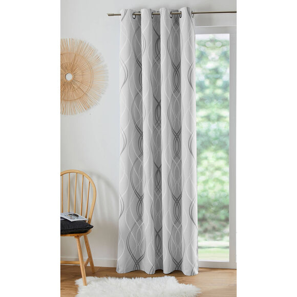 Verduisterend gordijn met golvende motieven (grijs)