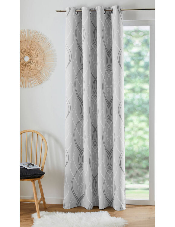 Rideau occultant imprim&eacute; serpentins (gris)