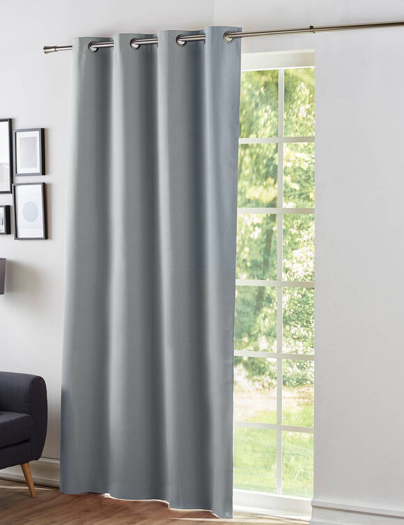 Verduisterend gordijn in effen zeildoekstof (parelgrijs)