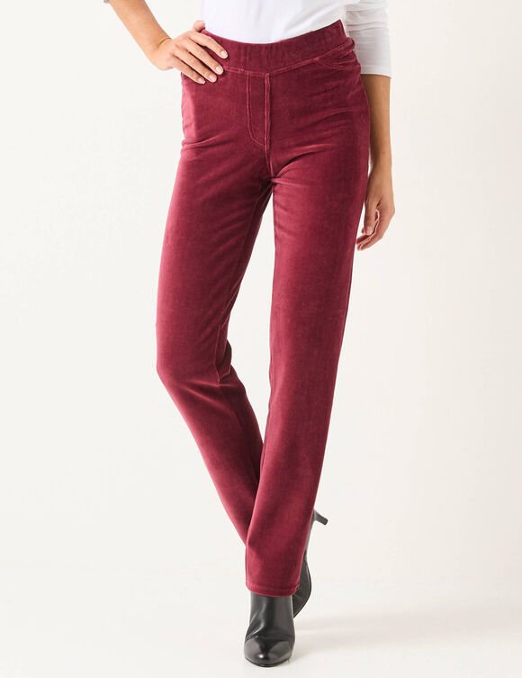 Pantalon droit, maille velours côtelé (bordeaux)