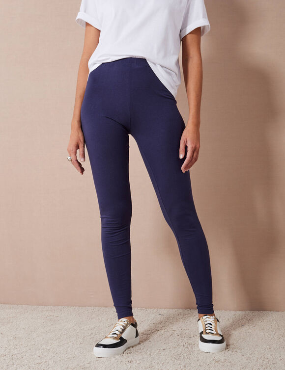 Legging uni maille jersey (marine)