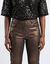 Pantalon droit enduit &agrave; paillettes (cuivre)