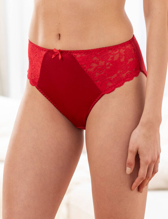 Avila-slipje van satijnachtig tricot en kant - set van 2 (marine + rood)