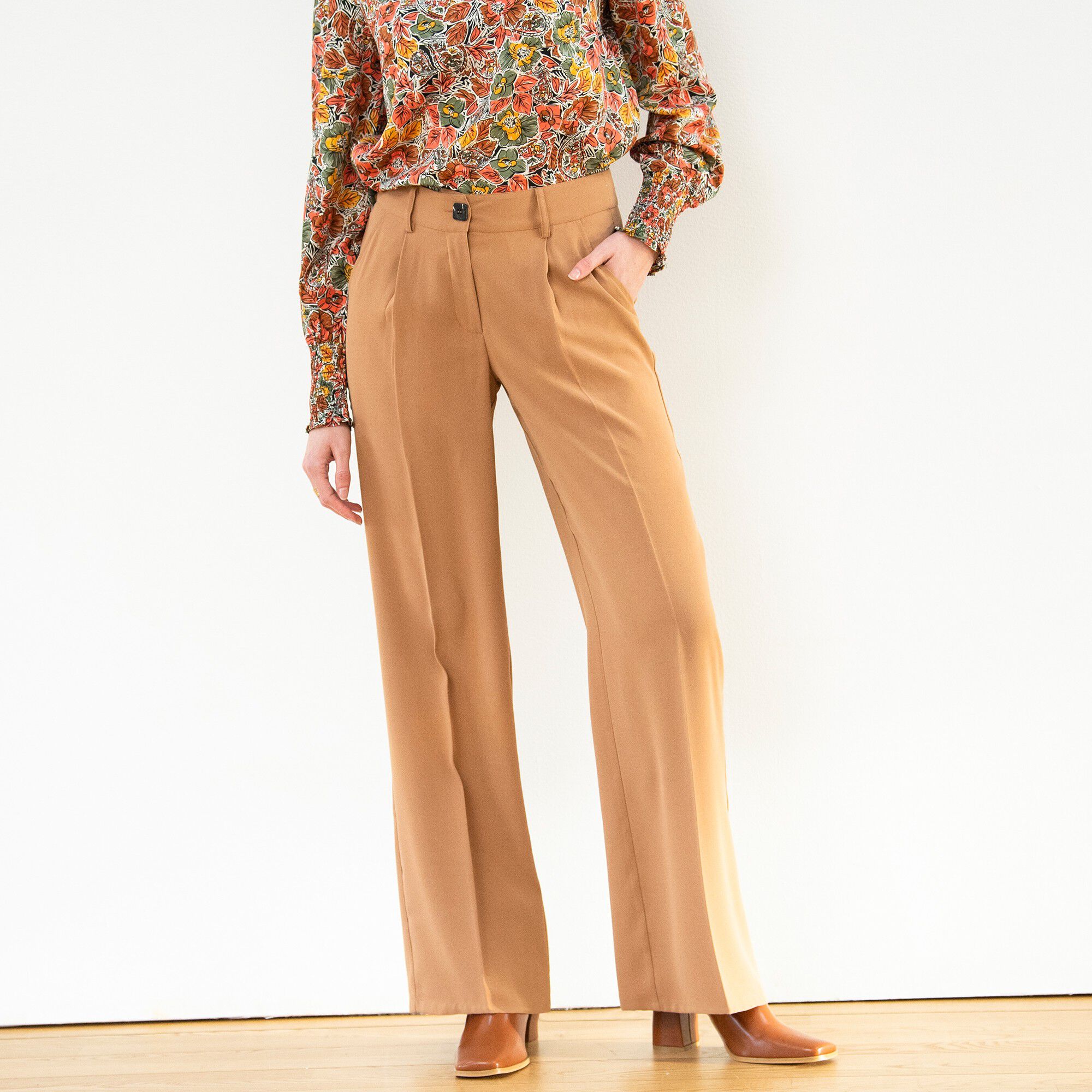 Pantalon large fluide caramel Blancheporte