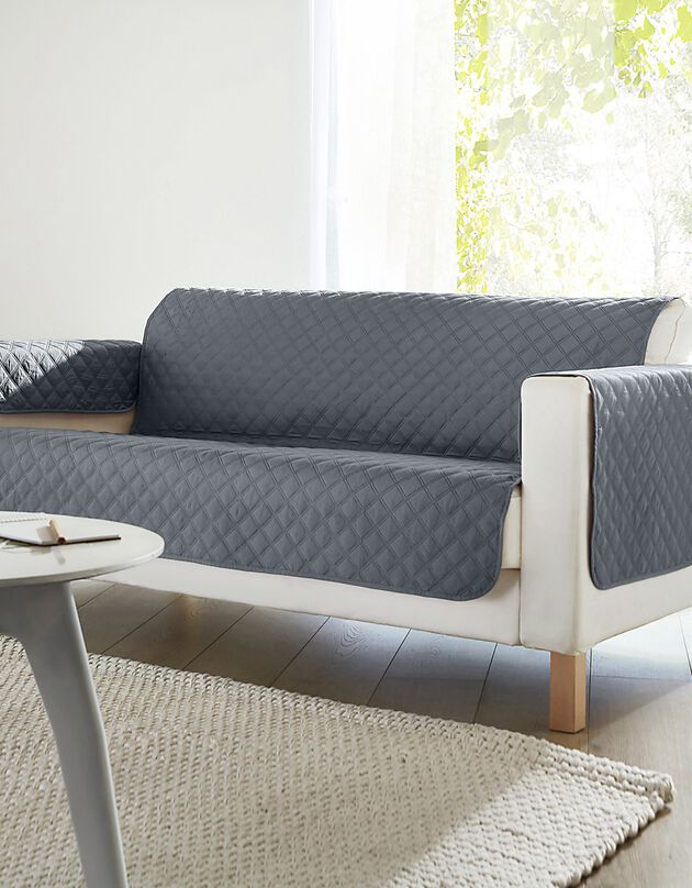 Protège-salon réversible microfibre matelassé (gris)