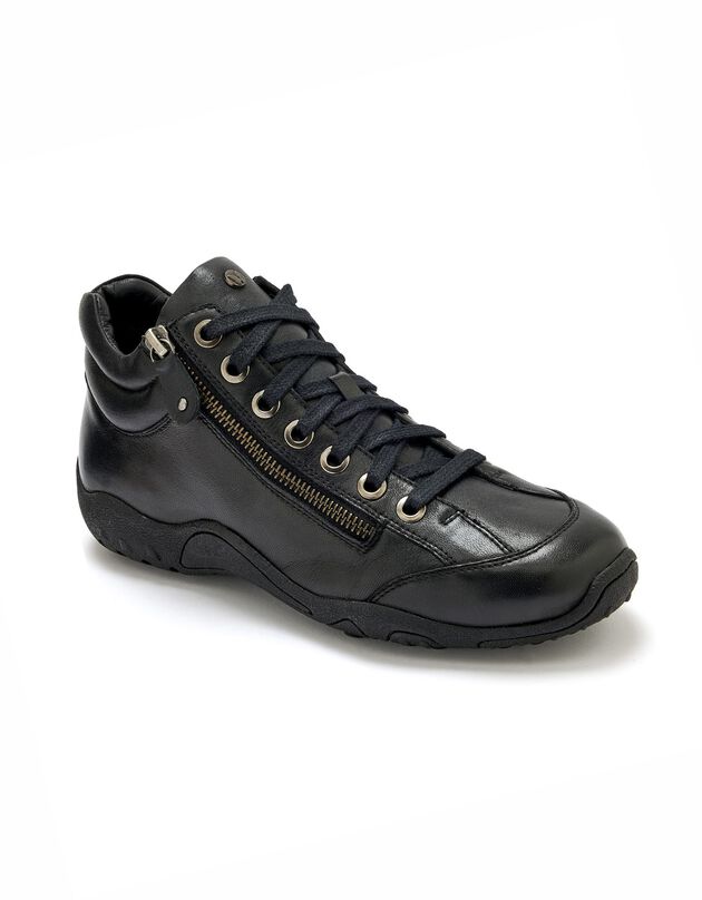 Leren sneakers met hoge schacht - comfortabele breedte en zool PÉDICONFORT (zwart)