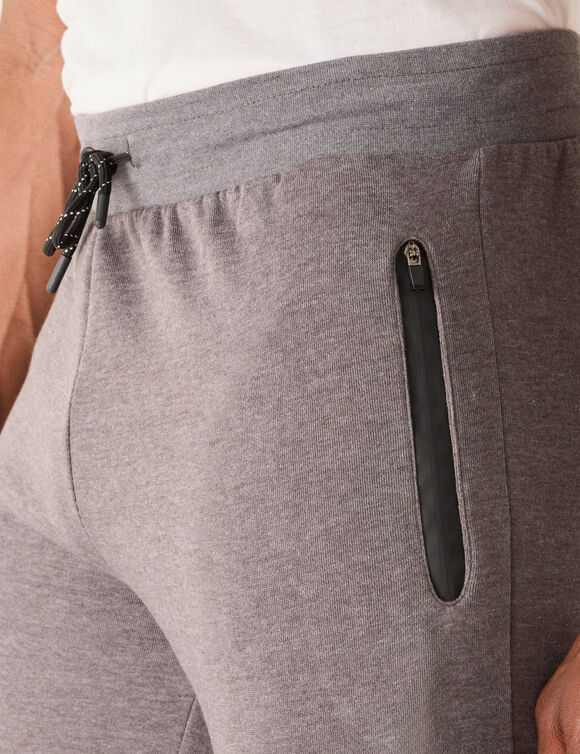 Pantalon de jogging bas resserrés détails contrastés (gris chiné)