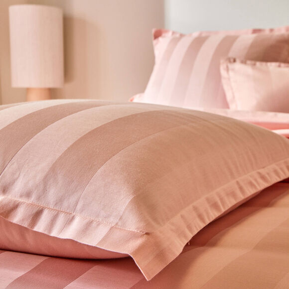 Linge de lit satin rayé (rose blush)