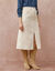 Lange rok met split, ribvelours (grijsbeige)