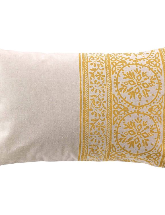 Coussin rectangulaire imprimé mandala (jaune)