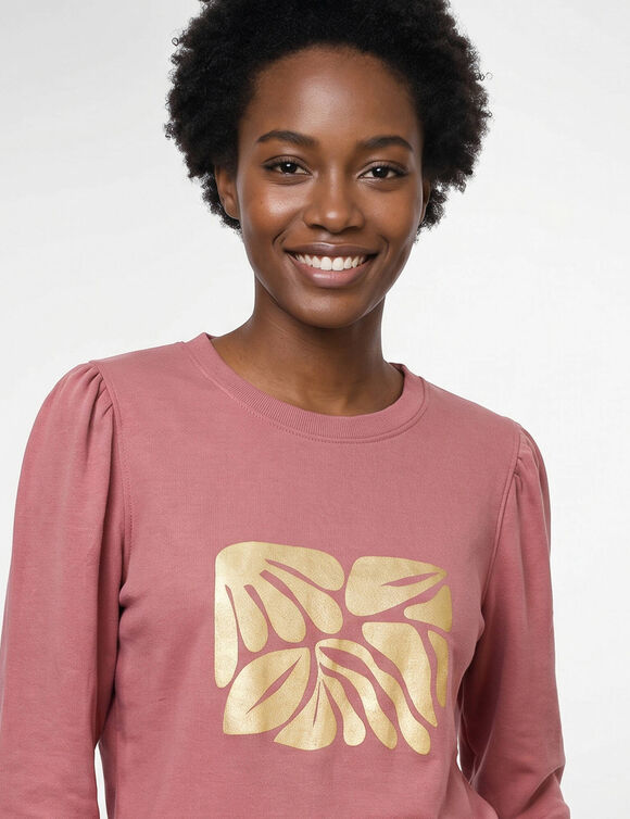 T-shirt manches longues, imprim&eacute; brillant (rose gris&eacute;)