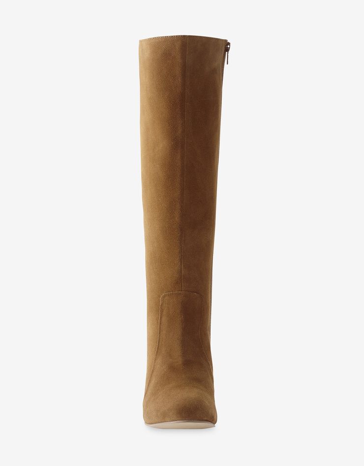 Bottes à talon en croûte de cuir, beige foncé Bottes à talon en croûte de cuir, beige foncé, hi-res image number 2
