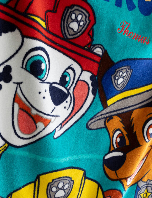 Gepersonaliseerd kinderbadlaken Paw Patrol®, katoenen badstof en velours - 320g/m2 (blauw)