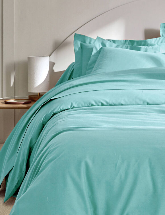 Linge de lit uni coton  (lagon)