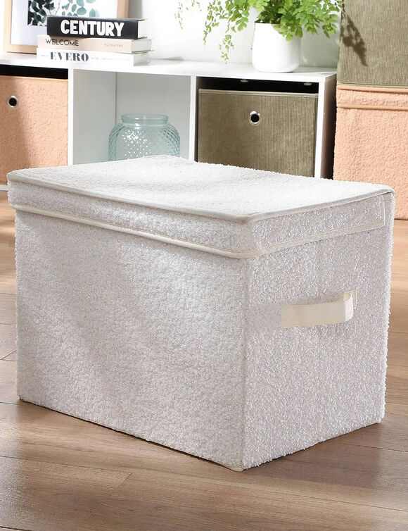 Bo&icirc;te de rangement maille bouclette (&eacute;cru)