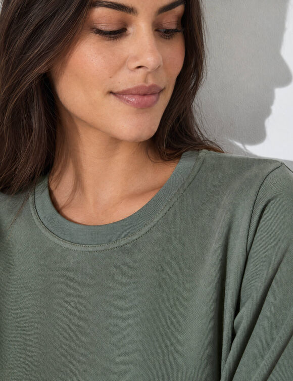 Effen molton-sweater (lichtkaki)