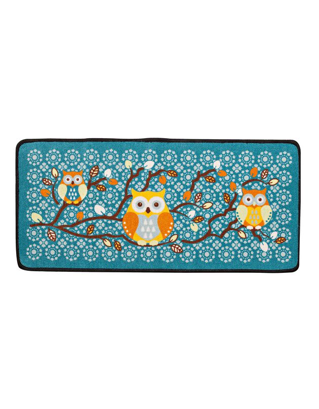 Tapis d'évier motif chouette (bleu)