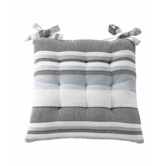 Galette de chaise carr&eacute;e ray&eacute;e - lot de 2 (gris perle)