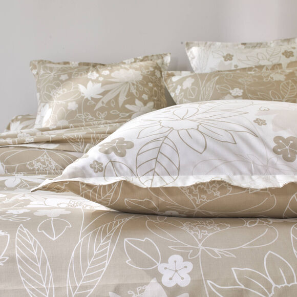 Linge de lit imprimé Pénélope coton (grège)