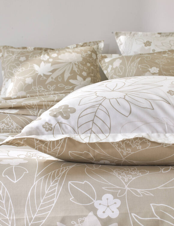 Linge de lit imprimé Pénélope coton (grège)