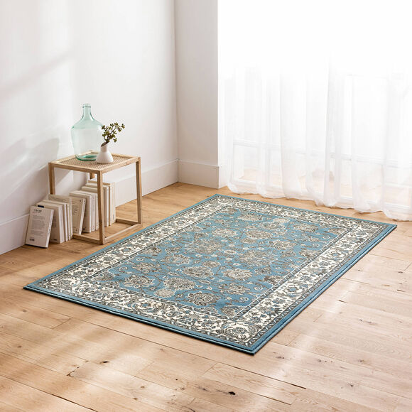 Tapis rectangulaire motifs perse (bleu grisé)