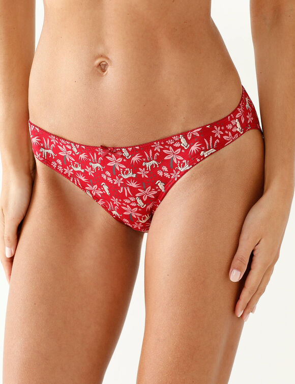Katoenen slip met "panter" print - Set van 4 (rood)