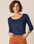 T-shirt uni manches longues en coton biologique(**) (marine)