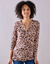 Tuniek met knoopkraag en dierenhuidprint (beige / marine)