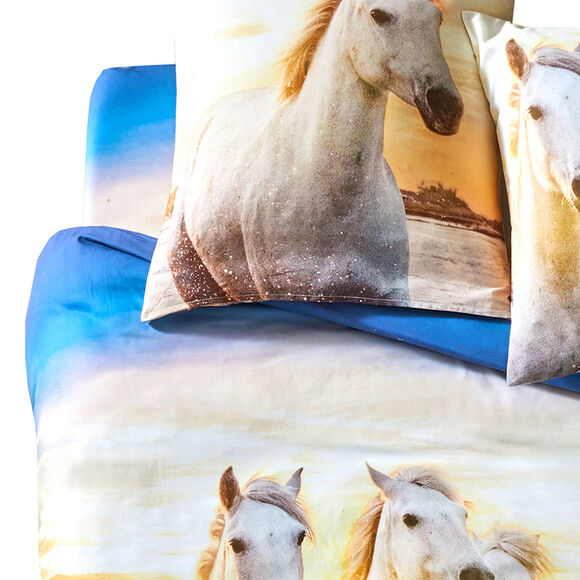Bedlinnen Haras in katoen met paardenprint (beige)