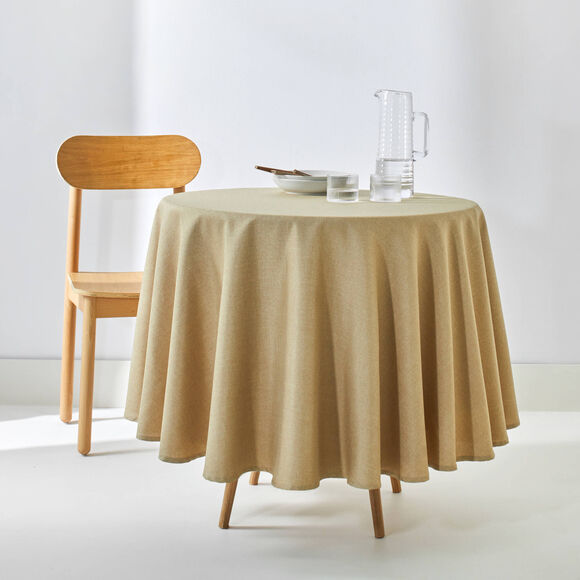 Gekeperd tafellaken met chin&eacute; aspect (vlaskleur)