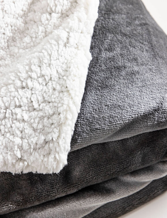 Couverture double face polaire et sherpa (anthracite)