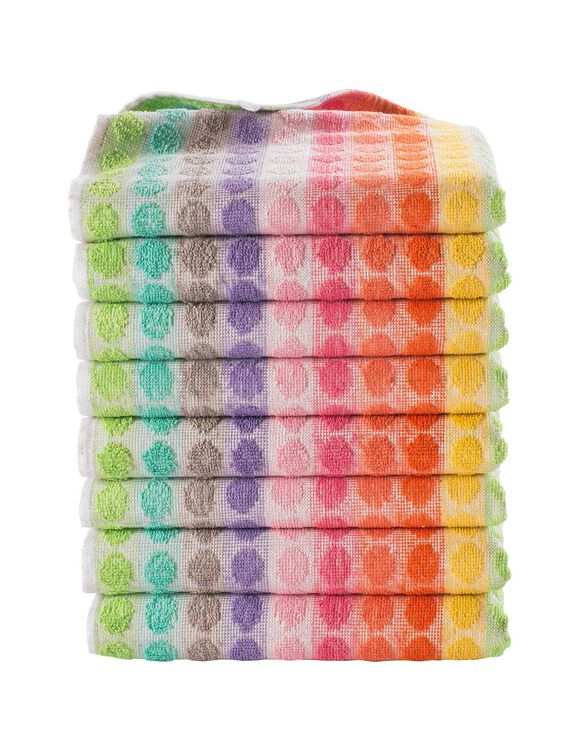 Handdoek in badstof, stippen en strepen - sets (veelkleurig)