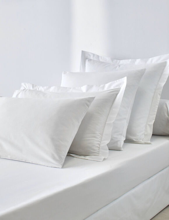 Effen hoeslaken in katoen, hoekdiepte 32 cm (wit)