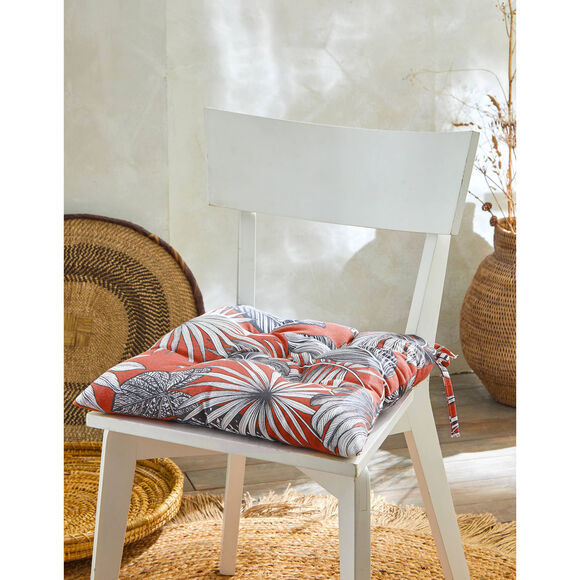 Galette de chaise imprimé tropical - lot de 2 (terracotta)