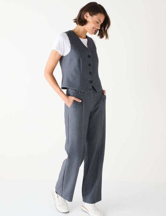 Gilet sans manches, uni (gris chiné)