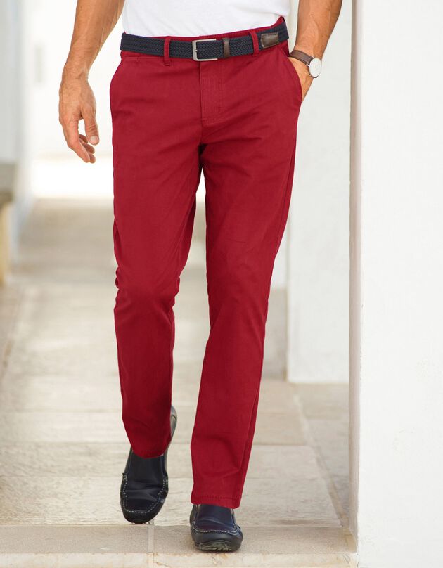 Pantalon chino toile sergé, rouge, hi-res