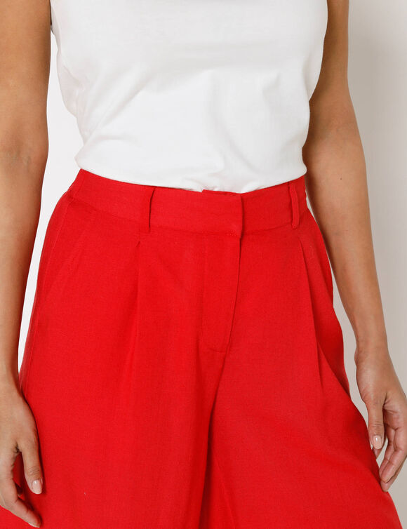 Bermuda coupe large, lin m&eacute;lang&eacute; (rouge)