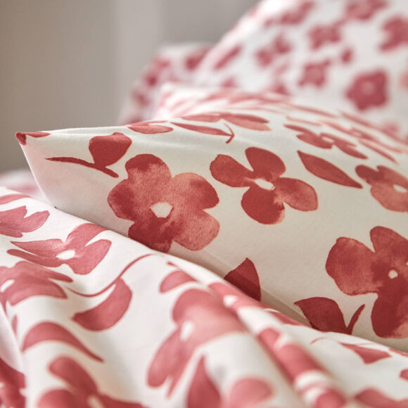 Linge de lit Petunia en coton imprimé (bois de rose)