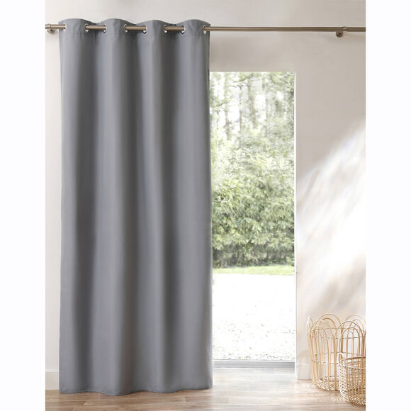 Rideau isolant uni envers polaire finition oeillets (gris perle)