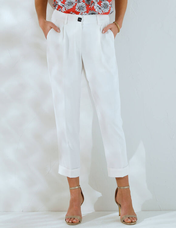 Pantalon 7/8&egrave;me fusel&eacute; fluide (&eacute;cru)