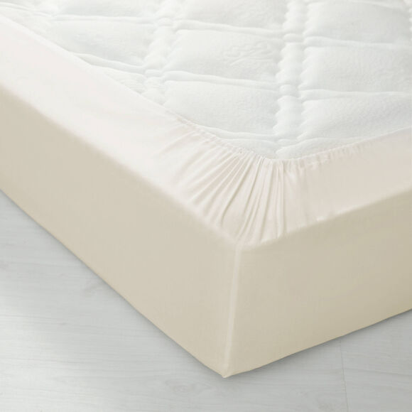 Drap-housse uni coton bonnet 32 cm (&eacute;cru)