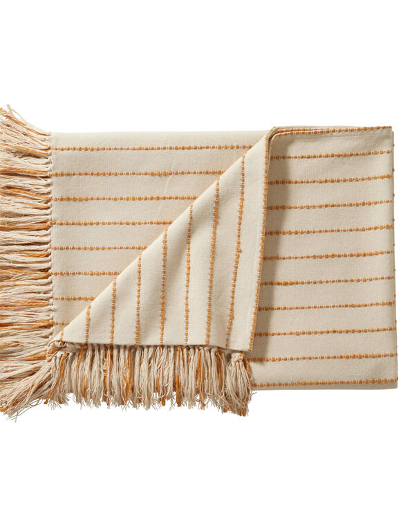 Plaid ou jeté de canapé tissage artisanal (naturel / miel)