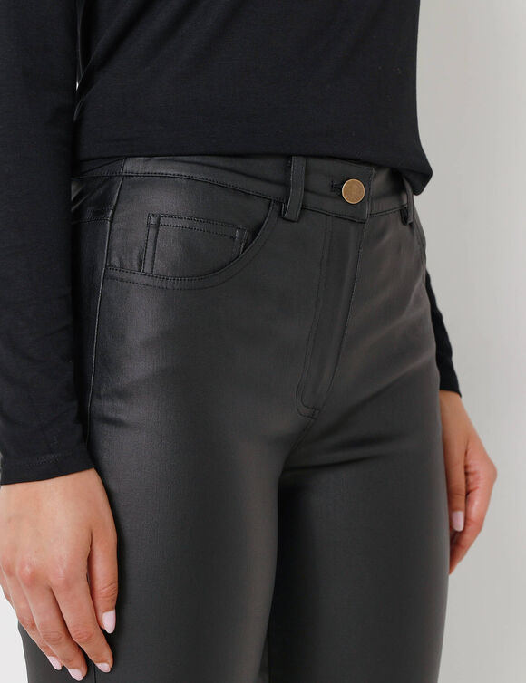 Gecoate rechte broek (zwart)