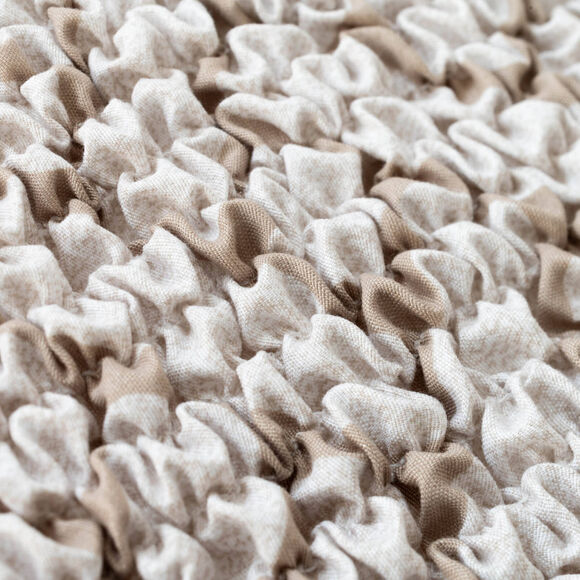 Bi-rekbare, grafische stoelhoes in gewafelde microvezel (beige)