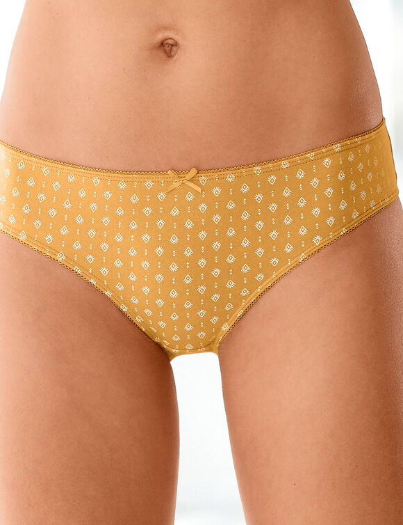 Culotte midi coton imprim&eacute; gamme "graphique" - lot de 4 (noir / miel)