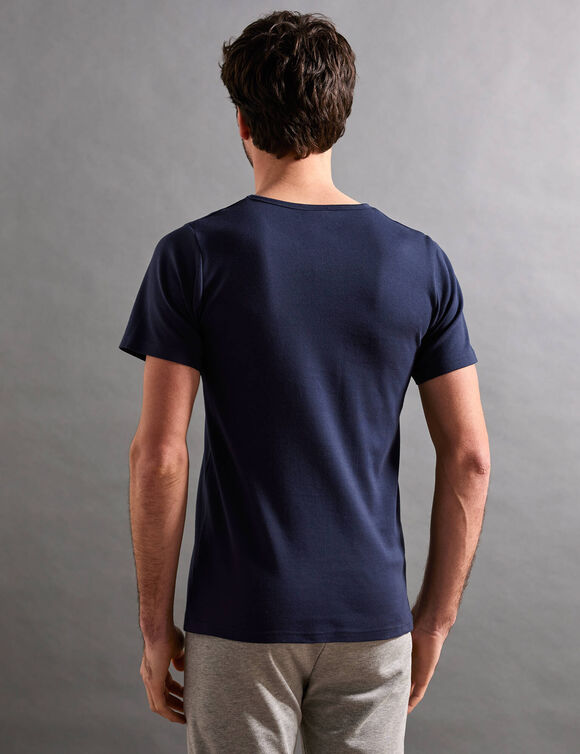 T-shirt sous-vêtement homme col rond manches courtes chaleur douce - lot de 2 (marine)