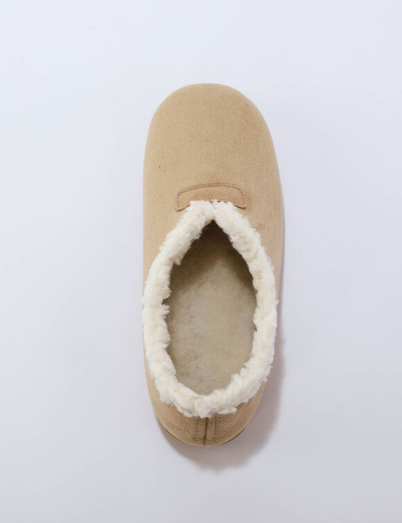Pantoffels met rand, binnenkant met luipaardprint (beige)