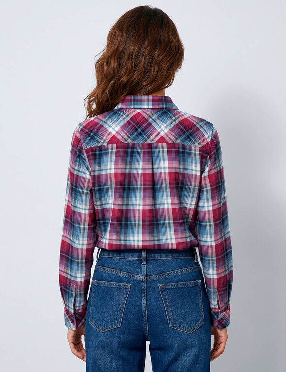 Chemise flanelle &agrave; carreaux (bleu / prune)