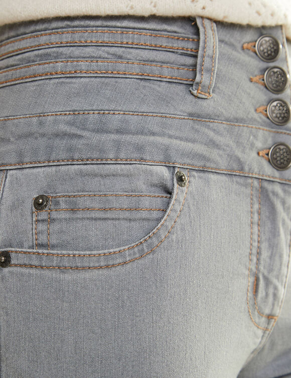 Jeans in bootcutmodel met hoge taille - binnenpijplengte 75 cm (grijs)