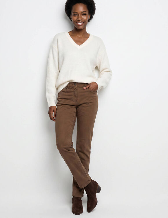 Pantalon droit gainant - petite stature entrej. 75 cm (marron)